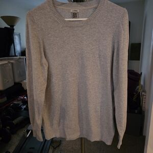 L.L. Bean Womens Light Gray Crewneck Sweater